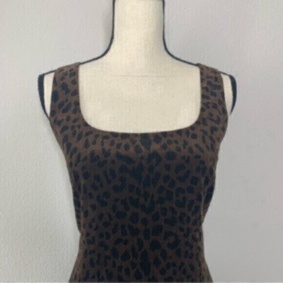 Jones New York Cheetah Print Vintage Suede Fitted Cocktail Dress - Picture 4 of 11